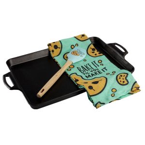 15.5 x 10.5 Inch Seasoned Cast Iron Baking Pan Set